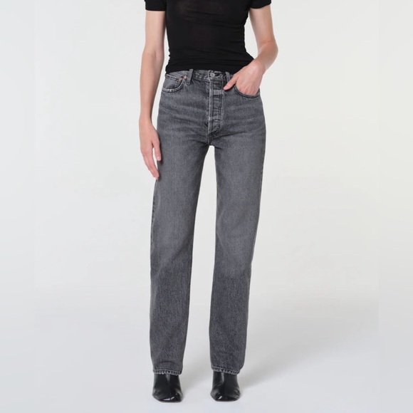 Agolde 90s Pinch Waist High Rise Straight in Spirit Grey Wash 25